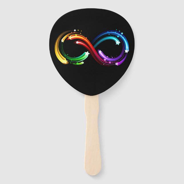 Infinity symbol of rainbow comets hand fan (Front)