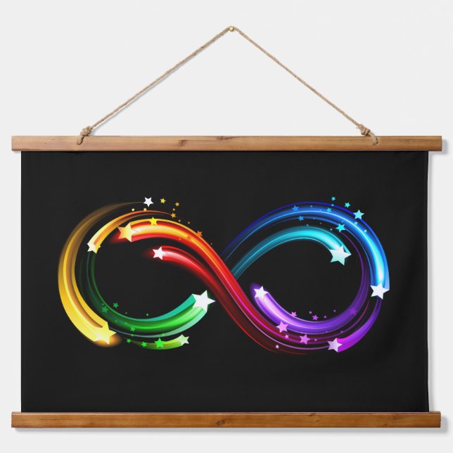 Infinity symbol of rainbow comets hanging tapestry (Front)