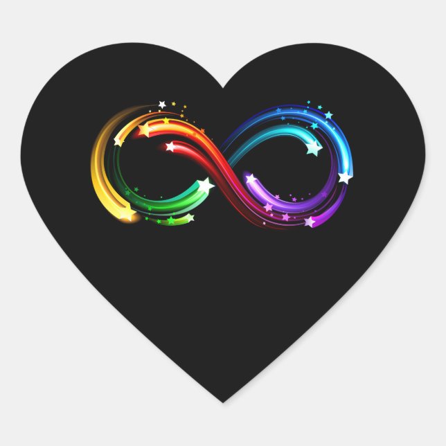 Infinity symbol of rainbow comets heart sticker (Front)