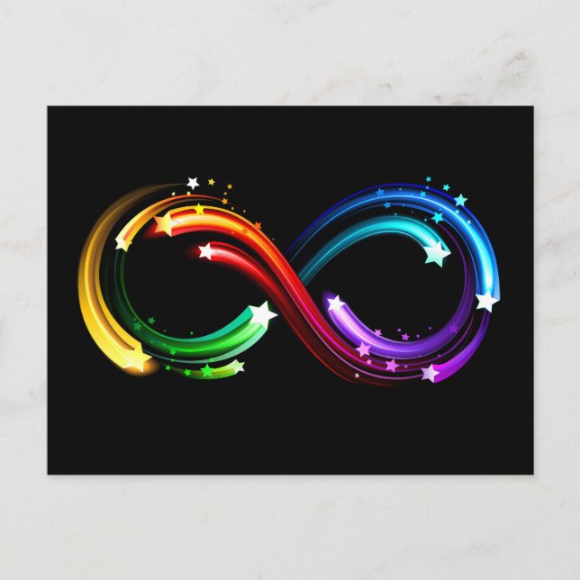 Infinity symbol of rainbow comets holiday postcard (Front)