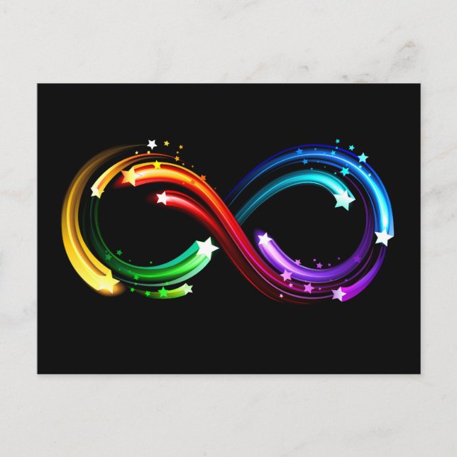 Infinity symbol of rainbow comets invitation postcard (Front)