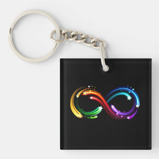 Infinity symbol of rainbow comets keychain (Front)