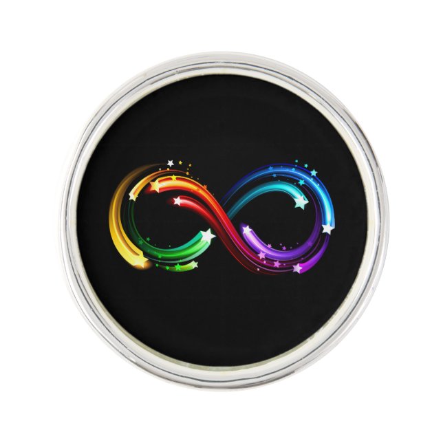 Infinity symbol of rainbow comets lapel pin (Front)