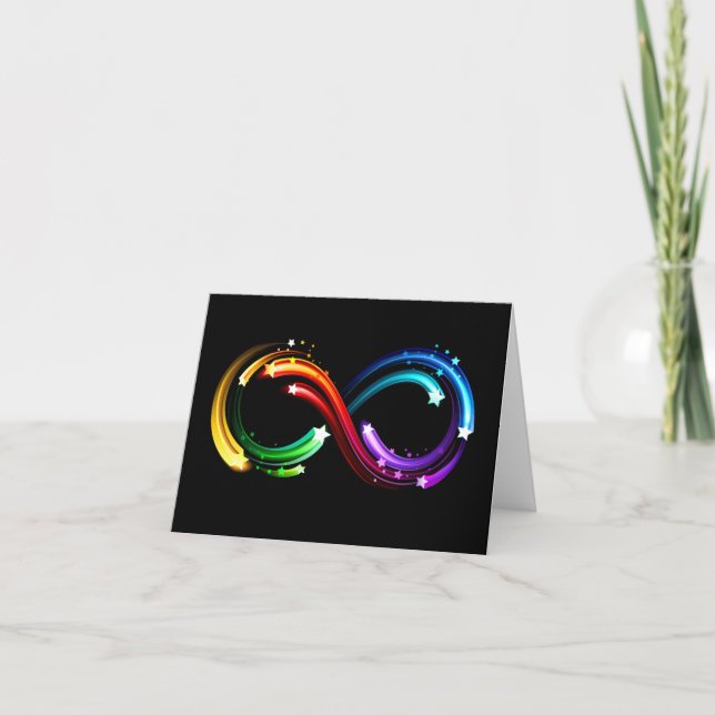 Infinity symbol of rainbow comets letterpress thank you card (Front)