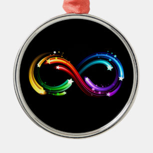 Infinity symbol of rainbow comets metal ornament