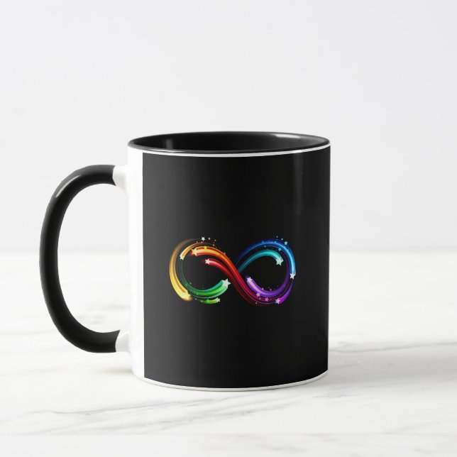 Infinity symbol of rainbow comets mug (Left)