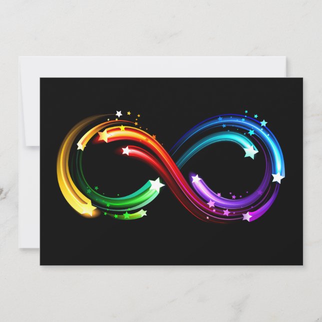 Infinity symbol of rainbow comets note card (Front)