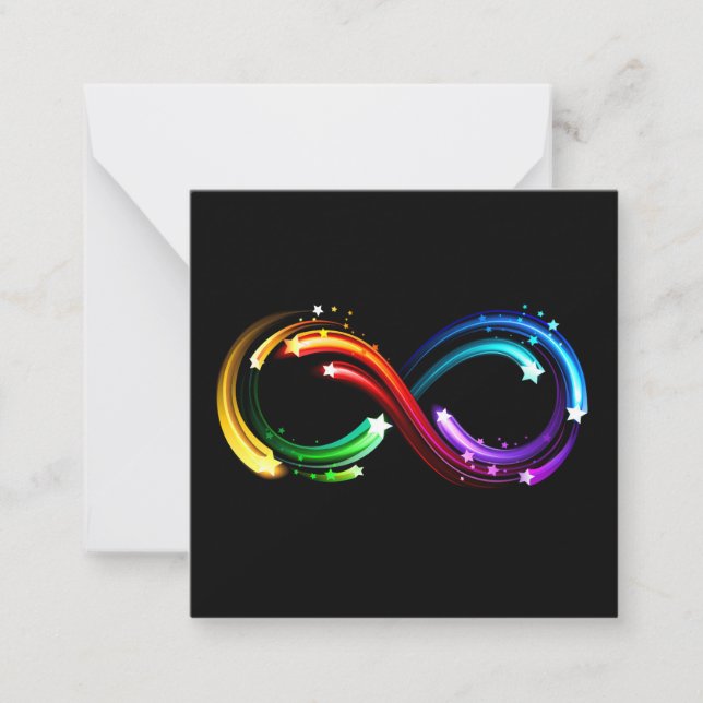 Infinity symbol of rainbow comets note card (Front)