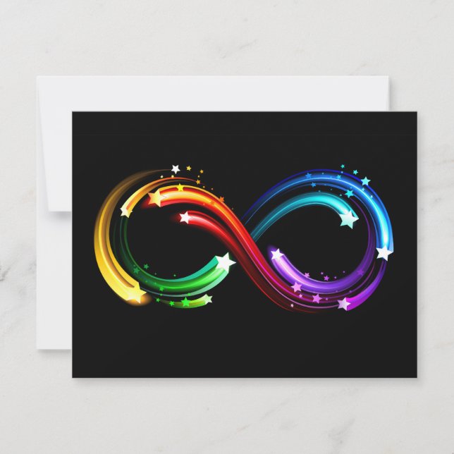 Infinity symbol of rainbow comets note card (Front)