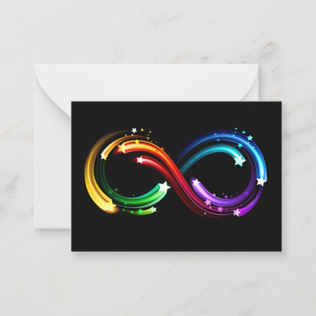 Infinity symbol of rainbow comets note card (Front)