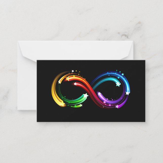 Infinity symbol of rainbow comets note card (Front)