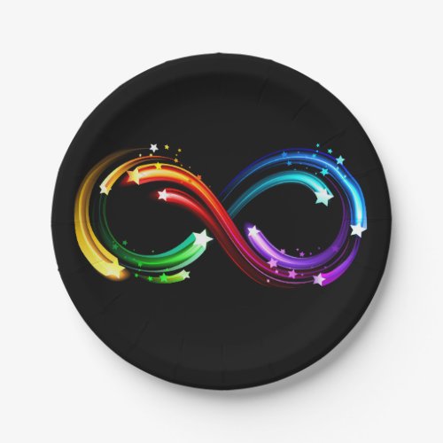 Infinity symbol of rainbow comets paper plates