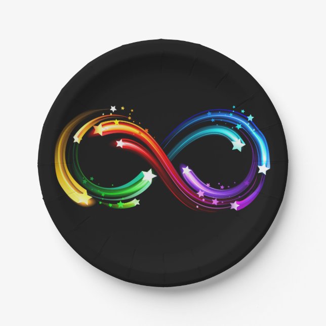 Infinity symbol of rainbow comets paper plates (Front)