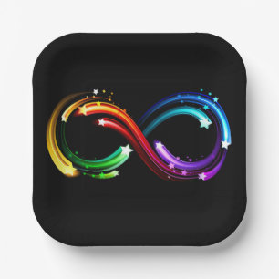 Infinity symbol of rainbow comets paper plates