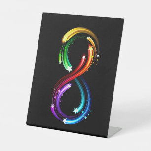 Infinity symbol of rainbow comets pedestal sign
