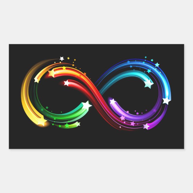 Infinity symbol of rainbow comets rectangular sticker (Front)