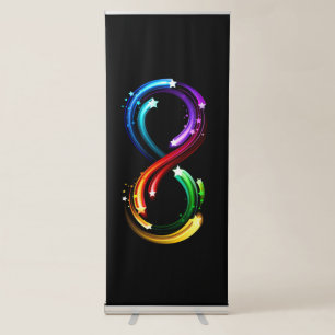 Infinity symbol of rainbow comets retractable banner