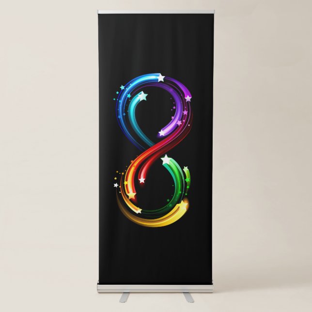 Infinity symbol of rainbow comets retractable banner (Front)