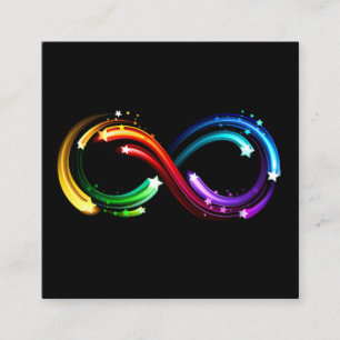 Infinity symbol of rainbow comets square business card