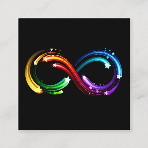 Infinity symbol of rainbow comets square business card