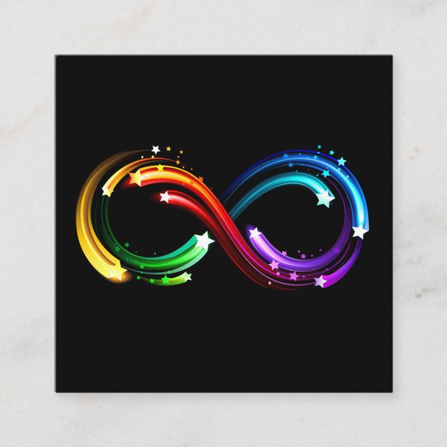 Infinity symbol of rainbow comets square business card (Front)