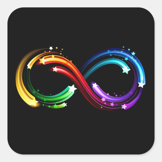 Infinity symbol of rainbow comets square sticker (Front)