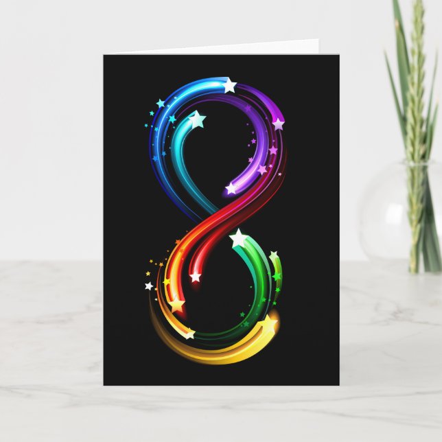 Infinity symbol of rainbow comets thank you card (Front)