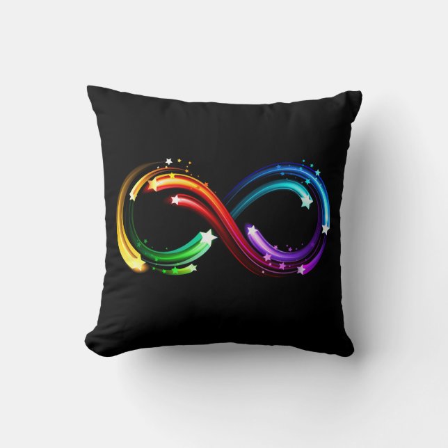 Infinity symbol of rainbow comets throw pillow (Front)