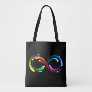 Infinity symbol of rainbow comets tote bag