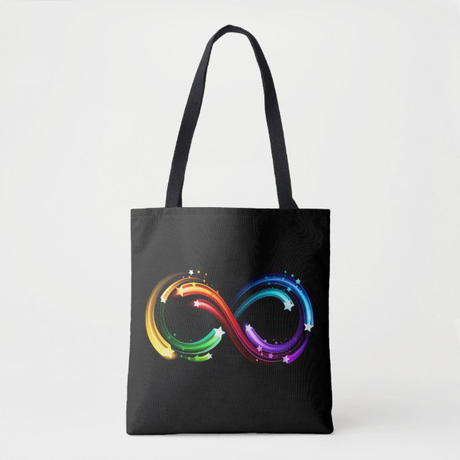 Infinity symbol of rainbow comets tote bag (Front)
