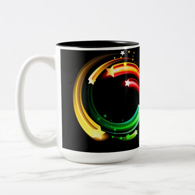 Infinity symbol of rainbow comets Two-Tone coffee mug (Left)