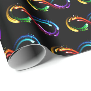 Infinity symbol of rainbow comets wrapping paper