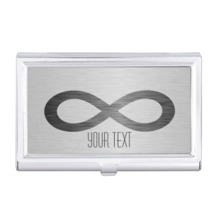 Infinity Symbol On Faux Metal Texture by STaylor Business Card Holder