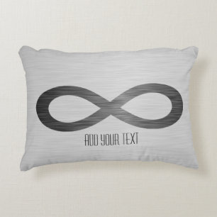 Infinity Symbol On Faux Metal Texture by STaylor Decorative Pillow