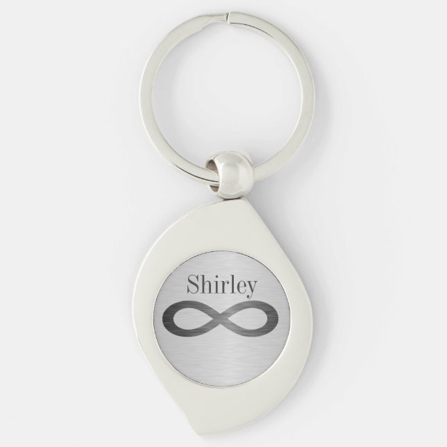 Infinity Symbol On Faux Metal Texture by STaylor Keychain (Front)
