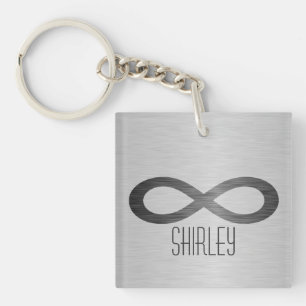 Infinity Symbol On Faux Metal Texture by STaylor Keychain