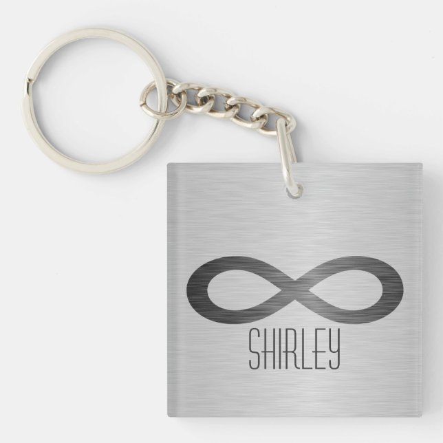 Infinity Symbol On Faux Metal Texture by STaylor Keychain (Front)