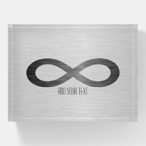 Infinity Symbol on Faux Metal Texture by STaylor Paperweight