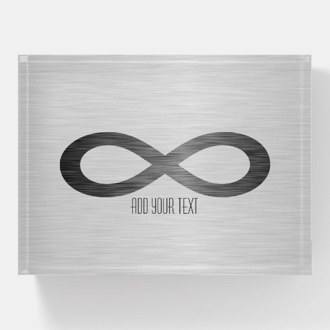 Infinity Symbol on Faux Metal Texture by STaylor Paperweight (Front)