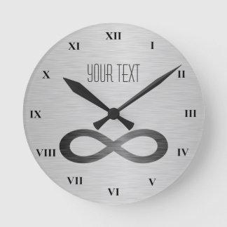 Infinity Symbol On Faux Metal Texture by STaylor Round Clock