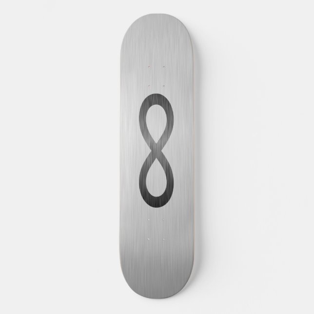 Infinity Symbol On Faux Metal Texture by STaylor Skateboard (Front)