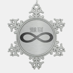 Infinity Symbol On Faux Metal Texture by STaylor Snowflake Pewter Christmas Ornament