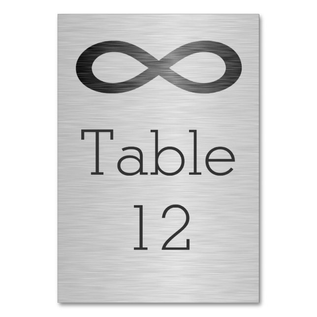 Infinity Symbol On Faux Metal Texture by STaylor Table Number (Front)