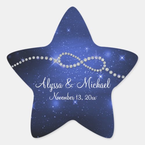 Infinity Symbol Sign Galaxy Star Navy Blue Wedding Star Sticker