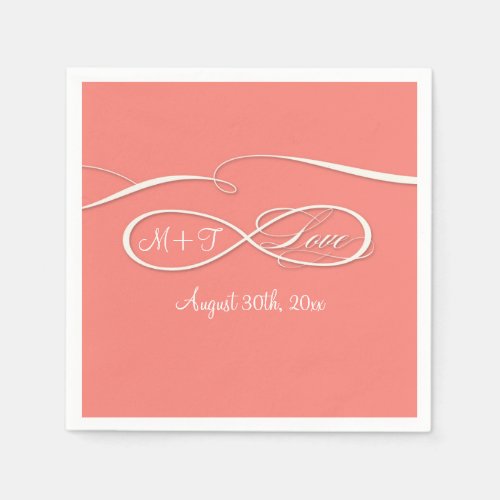 Infinity Symbol Sign Infinite Love Wedding Coral Paper Napkins