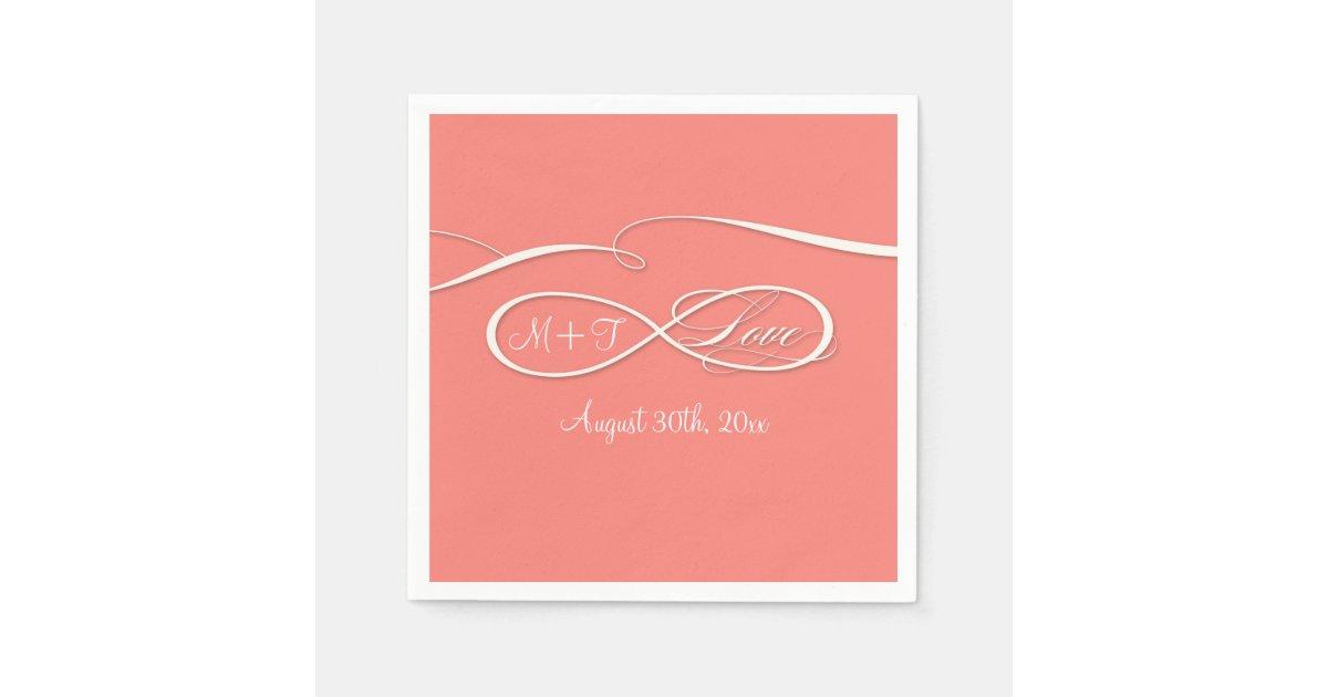 Infinity Symbol Sign Infinite Love Wedding Coral Paper Napkins