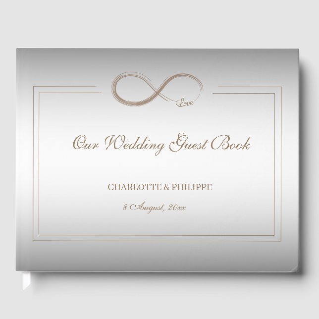 Infinity Symbol Silver Gold Elegant Guest Book (Front)