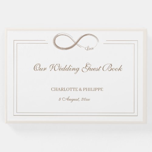 Infinity Symbol White Champagne Elegant Wedding Guest Book