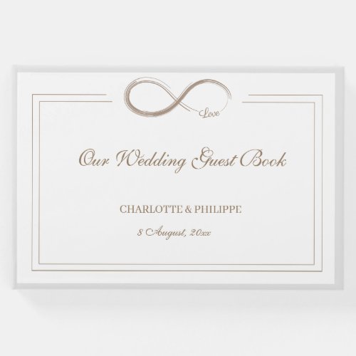 Infinity Symbol White Gray Gold Elegant Wedding Guest Book