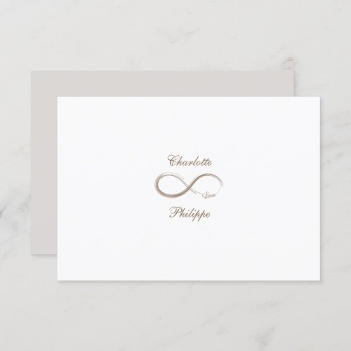 Infinity Symbol White Gray Gold Wedding RSVP Invitation